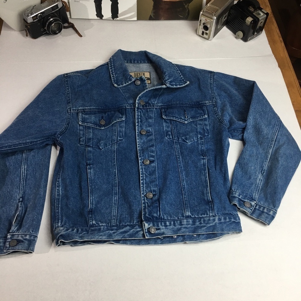 Vintage 90s Denim Express Jean Jacket S Blue Cotton Trucker Boxy USA Style